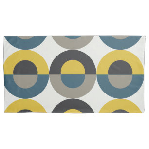 Mid-Century Modern Blue yellow Gunmetal Pillowcase