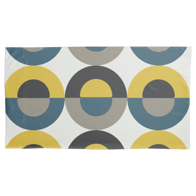 Mid-Century Modern Blue yellow Gunmetal   Pillowcase (Front)