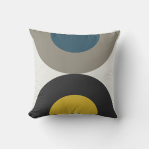 Mid-Century Modern Blue yellow Gunmetal Throw Pillow