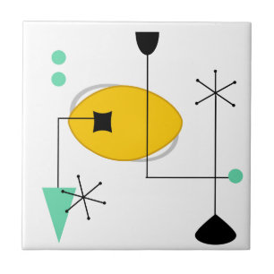 mid century modern blue yellow simple retro tile