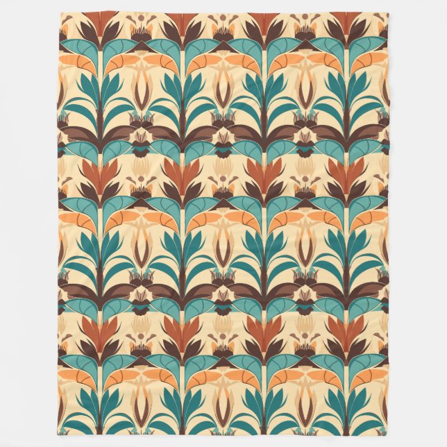 Mid-Century Modern Boho  Fleece Blanket (Front)