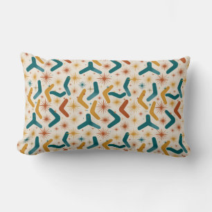 Mid-Century Modern Boomerang & Starburst Retro Lumbar Pillow