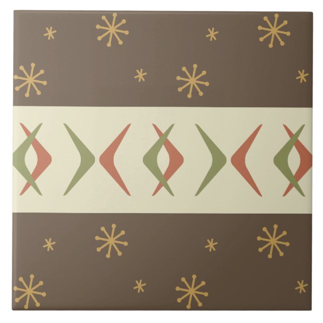 Mid Century Modern Boomerangs Multicolored Tile (Front)