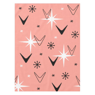 Mid Century Modern Boomerangs Salmon Pink Tablecloth