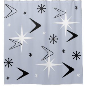 Mid Century Modern Boomerangs Silver Blue