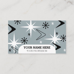 Mid Century Modern Boomerangs Slate Grey Business Card