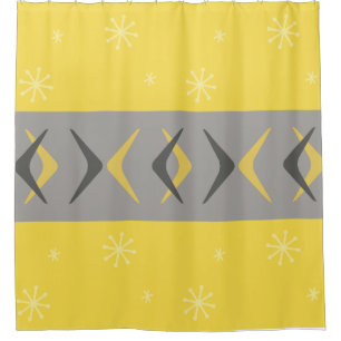 Mid Century Modern Boomerangs Yellow Grey