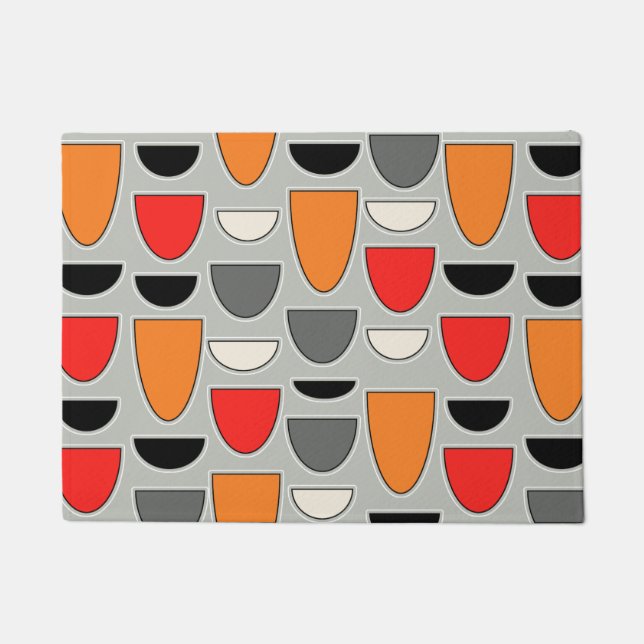 Mid Century Modern Bowls (Grey) Doormat (Front)