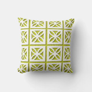 Mid Century Modern Breeze Block Lime Throw Pillow