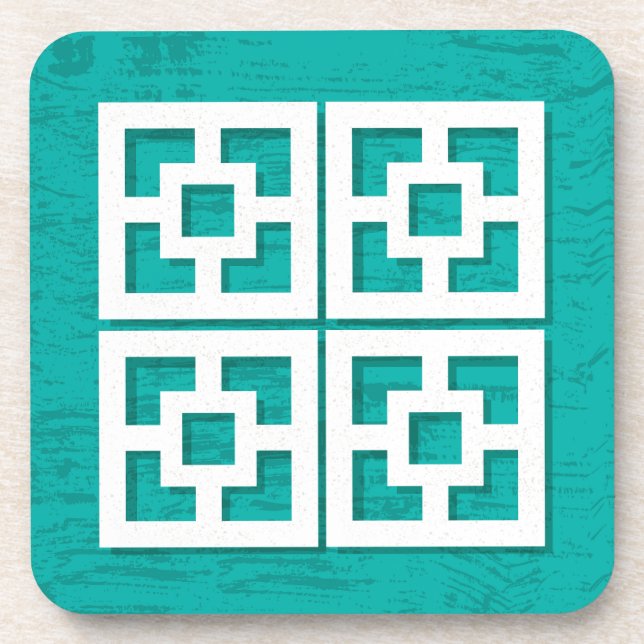 Mid Century Modern Breeze Blocks Aqua Coasters (Front)