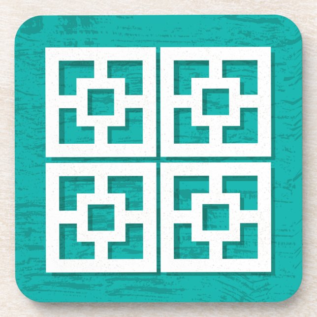 Mid Century Modern Breeze Blocks Aqua Coasters 2 (Front)