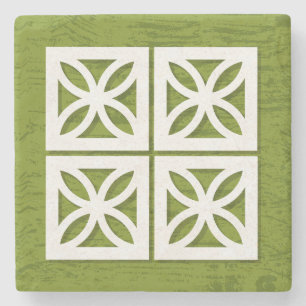 Mid Century Modern Breeze Blocks Lime Coasters 
