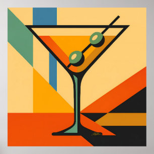 Mid Century Modern Bright Bauhaus Martini Poster