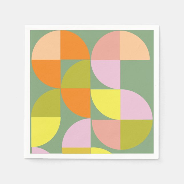 Mid Century Modern Bright Colourful Fresh Geometri Napkin (Front)