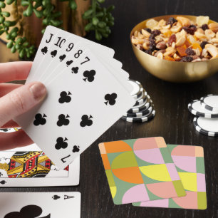 Mid Century Modern Bright Colourful Fresh Geometri Playing Cards