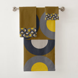 Mid-Century Modern Bronze Mustard Thunder Bath Towel Set