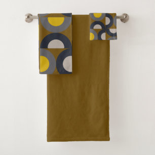 Mid-Century Modern Bronze Mustard Thunder Bath Towel Set