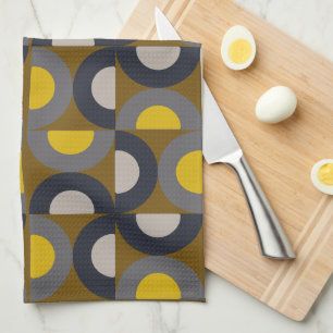 Mid-Century Modern Bronze Mustard Thunder Kitchen Towel