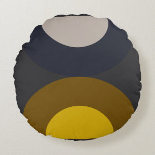 Mid-Century Modern Bronze Mustard Thunder Round Pillow
