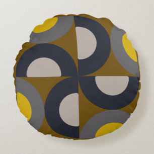 Mid-Century Modern Bronze Mustard Thunder Round Pillow