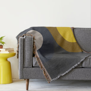Mid-Century Modern Bronze Mustard Thunder   Throw Blanket