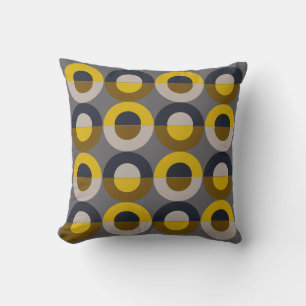 Mid-Century Modern Bronze Mustard Thunder Throw Pillow