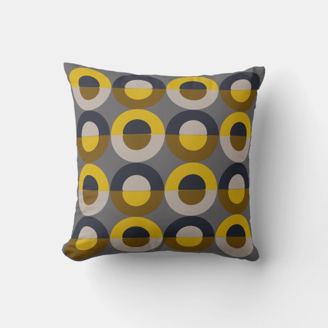 Mid-Century Modern Bronze Mustard Thunder     Throw Pillow (Front)