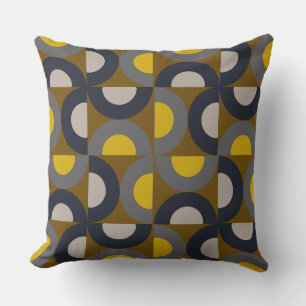 Mid-Century Modern Bronze Mustard Thunder    Throw Pillow