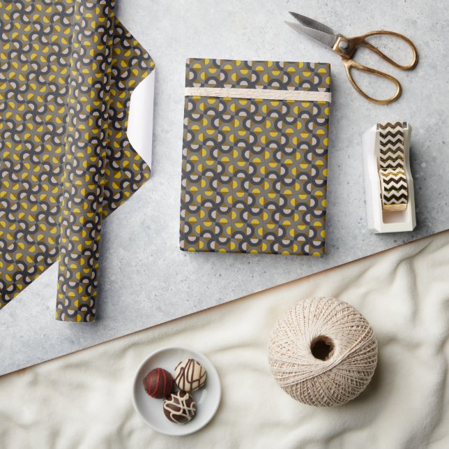 Mid-Century Modern Bronze Mustard Thunder    Wrapping Paper (Crafts)