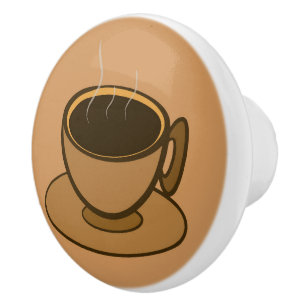 Mid Century Modern Brown Cozy Coffee Cup Ceramic Knob