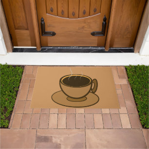 Mid Century Modern Brown Cozy Coffee Cup Doormat