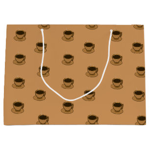 Mid Century Modern Brown Cozy Coffee Cup Large Gift Bag