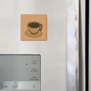 Mid Century Modern Brown Cozy Coffee Cup Magnet