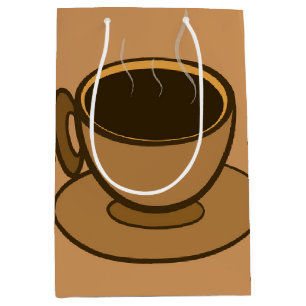 Mid Century Modern Brown Cozy Coffee Cup Medium Gift Bag