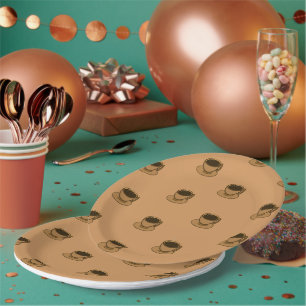 Mid Century Modern Brown Cozy Coffee Cup Paper Plate