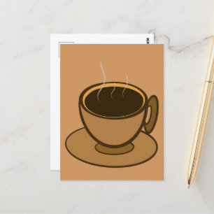 Mid Century Modern Brown Cozy Coffee Cup Postcard