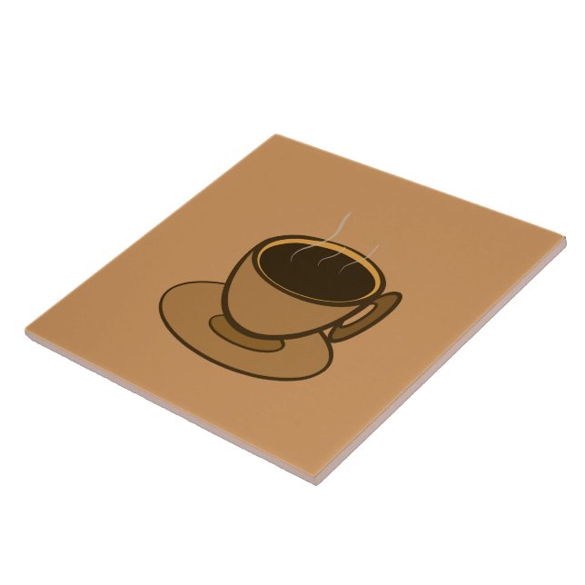 Mid Century Modern Brown Cozy Coffee Cup Tile (Side)