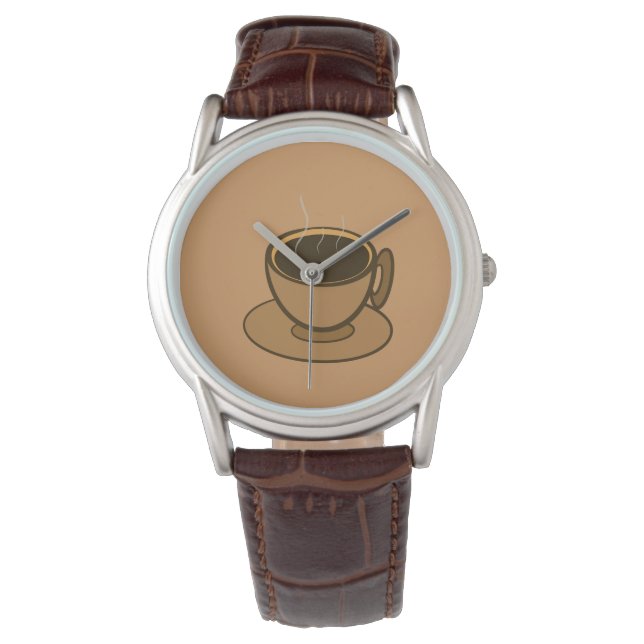 Mid Century Modern Brown Cozy Coffee Cup Watch (Front)