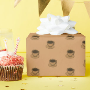 Mid Century Modern Brown Cozy Coffee Cup Wrapping Paper