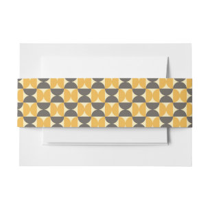 Mid-Century Modern Brown & Gold Pattern Invitation Belly Band