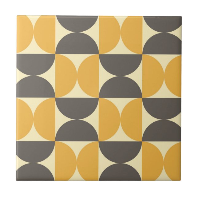 Mid-Century Modern Brown & Gold Pattern Tile (Front)