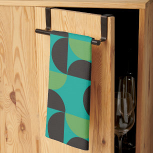 Mid-Century Modern Brown green and turquoise      Kitchen Towel