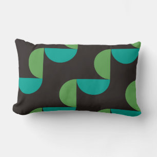 Mid-Century Modern Brown green and turquoise Lumbar Pillow