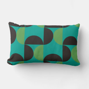 Mid-Century Modern Brown green and turquoise Lumbar Pillow