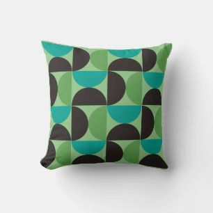 Mid-Century Modern Brown green and turquoise    Throw Pillow