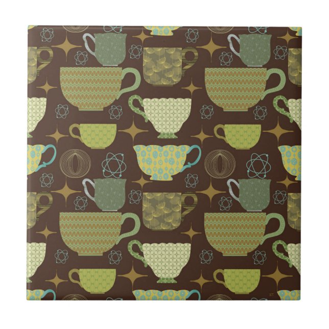 Mid Century Modern Brown Teacup Tile (Front)