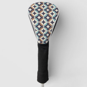 Mid-Century Modern Brown & Teal Pattern Golf Head Cover