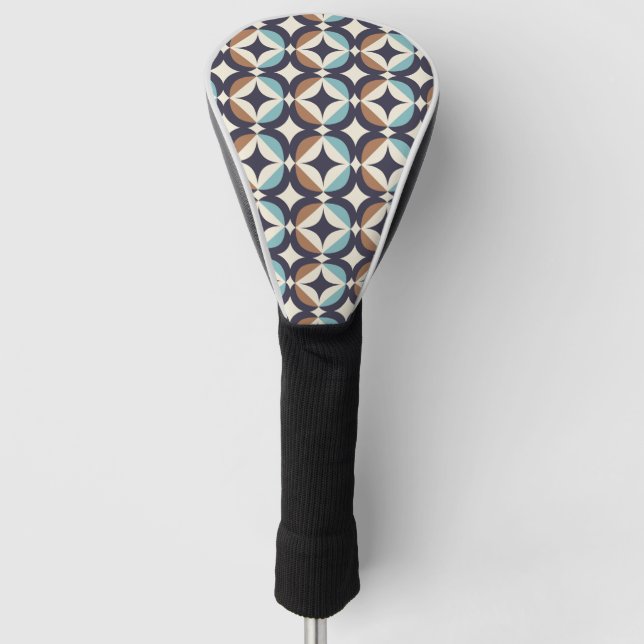 Mid-Century Modern Brown & Teal Pattern Golf Head Cover (Front)