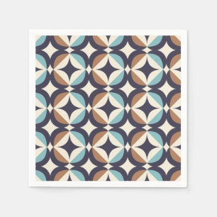 Mid-Century Modern Brown & Teal Pattern Napkin