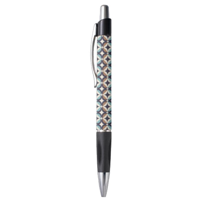 Mid-Century Modern Brown & Teal Pattern Pen (Top (Vertical))